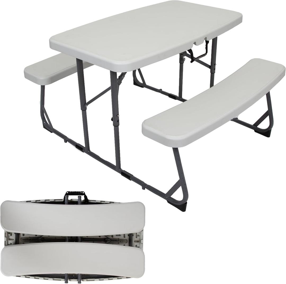 Stansport Compact Portable Kids Picnic Table Foldable Space-Saving Design with Locking Legs Lightweight Childrens Picnic Set for Travel, Parks, Campsite Durable Steel Frame & Easy Clean Surface, 32.5 Inches X 19 Inches X 21.5 Inches