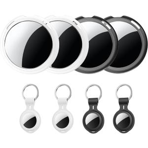 4 Pack Tracker Tags [Apple MFi Certified] Work with Apple Find My(iOS Only) Bluetooth Smart Tags Key Item Finder Waterproof Worldwide Replaceable Battery Tracking for Wallet Pets Backpack Dogs Luggage