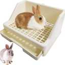 kathson Rabbit Litter Box Trainer Small Animal Potty Corner Toilet with Drawer Pet Cage Pan Litter Bedding Box for Adult Guinea Pig Hamster Bunny Ferret Galesaur Mouse Squirrel (White)