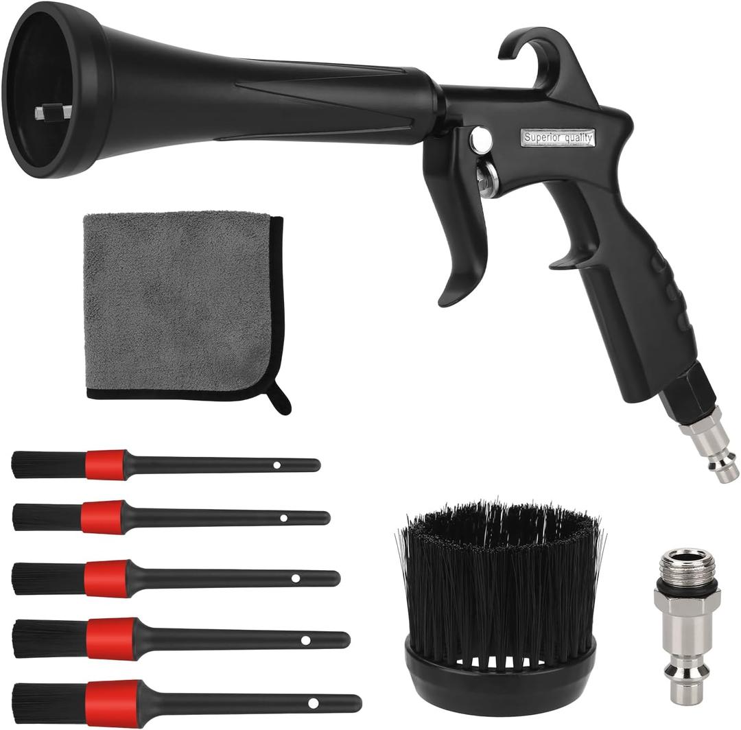 Tornado Air Cleaning Gun with Rubber Guard and Brass, 8-12 Bar High Pressure Air Blow Gun with 2 Set Adjustable Air Flow Nozzle, Vortex Air Cleaning Tool for Quickly Blasts Dirt and Dust from Surface