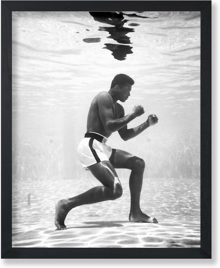 2 x Poster Master Underwater Training Print - Ali Poster - Boxing Art - Black and White Photo Wall - Professional Boxer Illustration - Gym or Living Room Decor - 8x10 UNFRAMED Wall Decor