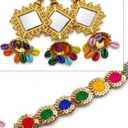 Punjabi Paranda Hair Accessory, Multicolor Braided Tassel with Mirror Work and Gold Accents, Hair Extension for Women