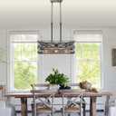Sigaitwei 21''Farmhouse Dining Room Light Fixture,3-Light Kitchen Island Lighting,Industrial Chandelier for Dining Room Over Table Kitchen Bar,Linear Chandelier with Retro Wood Texture Interior