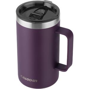 KXIAOCHEN 20oz Insulated Coffee Mug with Lid, Stainless Steel Coffee Cup, Double Wall Vacuum Coffee Tumbler with Handle, Premium Thermal Travel Coffee Mug (Purple) (1 Count (Pack of 1))