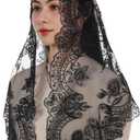 Bozidol Mantilla Veils for Church Catholic, Triangle Virgin Mary Floral Lace Chapel Veils Latin Mass Head Coverings for Women
