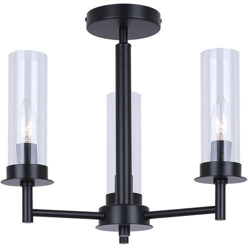 Benson 3 Light 16 inch Black Semi-Flush Mount Ceiling Light