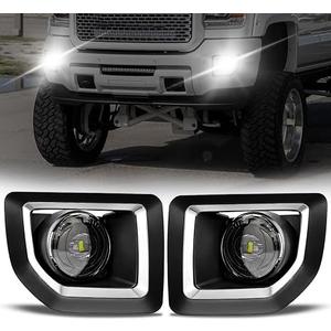 OKSIWA LED Fog Lights for 2015-2019 GMC Sierra 2500HD/3500HD, Fog Light Assembly Replacement, Easy to Install, Waterproof, Improved Visibility in Rain & Fog, Exclude Fog Wiring Harness