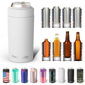 Frost Buddy Universal Buddy Can Cooler - Fits All - For Regular 12 & 16 oz or Slim-Size Bottles - Insulated Double -Walled Stainless Steel (All White)