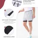 Cosmolle Men's 2-in-1 Quick-Dry Workout Shorts Built-in Liner Elastic Waistband Multi-Pocket Design for Gym Basketball (Gray, L)