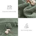 QSH 3PCs Stonewashed Cotton Quilt King (110"x98"),Olive Green Ruffle Quilt King Size Bedding Set,Ultra Lightweight Soft Crinkled Bedspread Coverlet King Shabby Farmhouse Chic Bedding for All Seasons