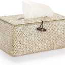 Sumnacon Tissue Box Cover-Large Rectangle Tissue Box Seagrass Tissue Box Holder Woven Tissue Holder Decorative Tissue Cover for Bathroom Tissue Box Cover Rectangular for Home Office Table Whitewash