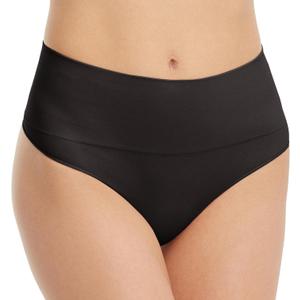 SPANXshape Everyday Shaping Thong - Core Control Shapewear Underwear - Invisible Under Clothes - Seamless Design (Medium, Black)