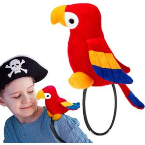 Funtery Halloween Stuffed Pirate Parrot on Shoulder Halloween Pirate Party Costume Plush Parrot Toys Accessory (Red)