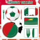 122Pcs Soccer Party Supplies Set, Disposable Tableware Kit with Soccer Paper Plates, Napkins, Forks, Tablecloth for Soccer Birthday Party Decorations, Sports Theme Party Decor for 24 Guests (Modle A)
