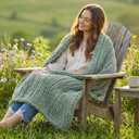 Amlie Home Chunky Knit Throw Blanket for Couch, Soft Chenille Handmade Crochet Throw Rope Knot Blanket for Couch, 50"x60", Sage Green