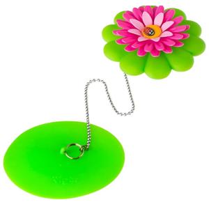 Vigar Flower Power Bathtub Drain Stopper, Tub Stopper with Chain and Daisy-shaped Floaty, 4-1/10 Inches, Perfect Bathroom Accessories, Pink, Green