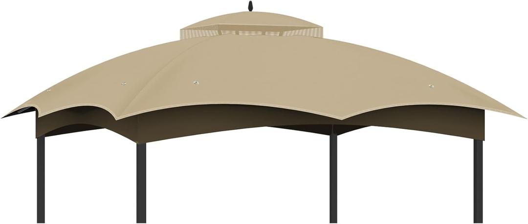 Replacement Canopy Top Cover, Double Tiered Waterproof Canopy Roof for Lowe's Allen Roth Gazebo #GF-12S004B-1 (Khaki)