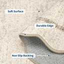 GarveeHome Scalloped Washable Rug 4x6, Beige Boho Living Room Area Rug, Bordered Non-Slip Farmhouse Bedroom Carpet Dorm Room Throw Rug, Low Pile Soft Accent Mat for Kitchen Entry Office 4'x6' Beige