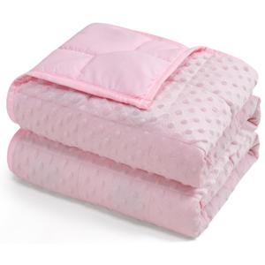 Kivik Weighted Blanket 15 lbs for Adults, Minky Dot Heavy Blankets, Microfiber Reversible Weighted Throw Blankets for All Seasons, Machine Washable, 60"x80" Queen Size, Pink