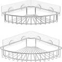 SMARTAKE 2-Pack Corner Shower Caddy, SUS304 Stainless Steel, Wall Mounted Bathroom Shelf with Adhesive, Storage Organizer for Toilet, Dorm and Kitchen (Silver) (8.7 X 8.7 X 2.0 Inches)