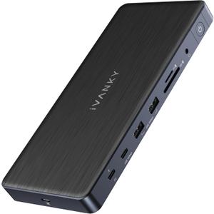 iVANKY 14-in-1 FusionDock Pro 1+ for M1/ M2/ M3/M4 MacBook DisplayLink Docking Station with 180W Power Adapter, Triple 4K@60Hz Monitor Mac mini Air Dock 3HDMI 2.0, 96W PD, 10Gbps, 2.5GbE, SD/TF 4.0
