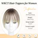 Hair Topper with Bangs Clip, 360 3D Cover Hair Toppers for Women with Thinning Hairs, 10 Inch Straight Clip in Bangs Hairs Piece for Women Daily Wear (RT6/27/613#-Ombre Light Brown to Blonde)