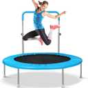 40" Rebounder Trampoline for Adults with Adjustable Bar, Mini Fitness Trampoline for Adults and Kids, Small Exercise Trampoline with Handle for Indoor Outdoor Workout (Blue)