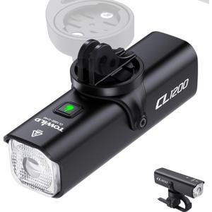 TOWILD CL1200 Bike Lights for Night Riding,Compatible with Garmin/GoPro Mount,1200 Lumen Bright Bike Headlight,Rechargeable Battery,Waterproof Bike Front Light for Commuter Cyclists