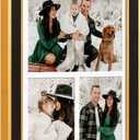 Suede P538-1116 11x16 Picture Frame Display 3 Opening One 8x10 Picture Frames and 5x7 Double Picture Frames Collage Wall Decor with Mat,Multi Photo Frame for Plexiglass,Wall Decor,1Pack,Black