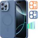 ESR for iPhone16 Pro Max Case with MagSafe, Supports Magnetic Charging, Smooth & Slim Silicone Case, Shockproof, Full Screen and Camera Protection, Soft Microfiber Lining,Light Blue