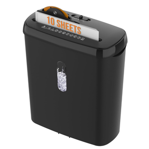 Suntiko 10-Sheet Strip Cut Paper Shredder, P-2 Security Level for Home Office, 3.17 Gallon Bin, Shreds CDs & Credit Cards, ETL Certified, Black