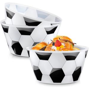 2 Packs 12 Soccer Ball Snack Bowls Sports-themed Event Party Plastic Bowls White and Black Soccer Snack Reusable Tableware Candy Bowl Fruit Candy Holder for Party Supplies Table Decor