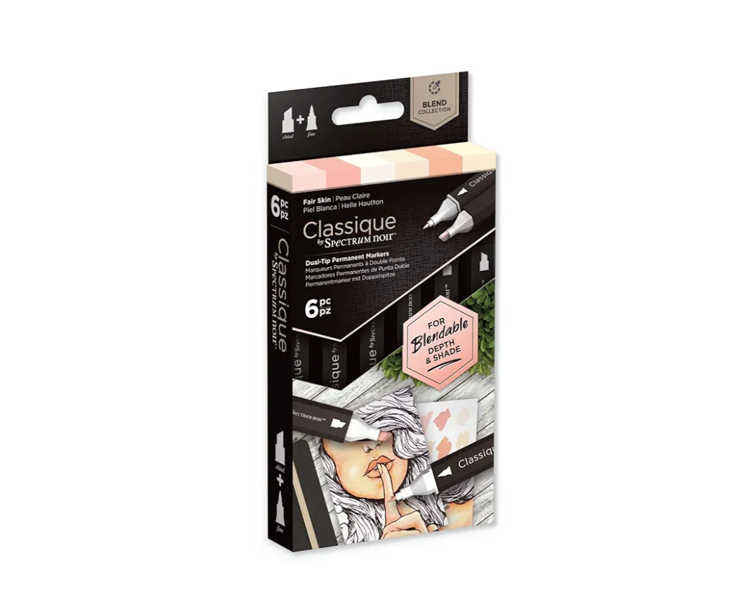 Spectrum Noir Classique Blend Alcohol Marker Dual Nib Pens Set-Fair Skin-Pack of 6