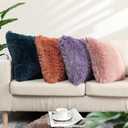 2 x TOONOW Set of 2 Decorative Throw Pillow Covers 18x18,Fluffy Pillow CoversLuxury Faux Fur Sofa Pillow Covers for Sofa Couch Living Room Bedroom, No Pillow Insert (Carnelian)