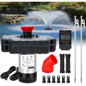 Pond Fountain Aerator, 1 HP 15,000 Gallons/Hour Pond Fountain with Timer, 15 Amps/110 Volts 100-Foot Power Cord, Energy-Efficient Water Circulation System Suitable for Ponds and Lakes