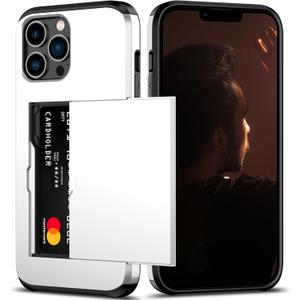 Nvollnoe for iPhone 12 Pro Max Case with Card Holder Heavy Duty Protective Dual Layer Shockproof Hidden Card Slot Slim Wallet Case for iPhone 12 Pro Max for Men&Women(White)