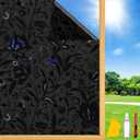 Total Blackout Window Privacy Film Decorative Static Cling with Tools, Room Darkening Window Tint for Home, Black Out Window Cover Replacement Window Curtains Window Blinds,23.6" by 78.74" (23.6 Inch x 78.74 Inch, Blackout Tulip)