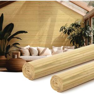 Juexica 2 Pcs Natural Bamboo Wall Panel for Interior Wall 48''x96'' Bamboo Covering Renewable Pole Wainscoting Room Divider Wrap Decor for Bedroom Living Room Kitchen Island Office (Natural)