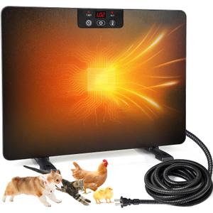 Chicken Coop Heater for Winter, 200W Chicken Heater with 5 Timing Function & 3 Adjustable Temp, Heat Warmer with Overheat Protection for Chicken Puppy Pets