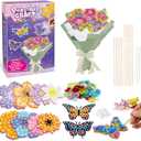 Britik Arts and Crafts for Kids Ages 8-12: Poke in Fun Art Kits for Girls, Poke Art Flower Bouquet Craft Kit, Fabric Arts for Kids DIY Flower Bouquet Kit Birthday Gift for Girls 8 9 10 11 12, Green