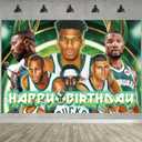 Milwaukee Basketball Birthday Party Decoration,Bucks Party Photo Background 5 x 3 FT and 18 Pcs Balloon,Merch Party Backdrop Supplies