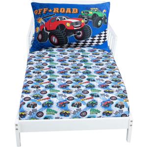 Todays Kids Monster Truck Bedding Toddler Bed Sheets - 2-Piece Toddler Bed Sets for Boys Crib Size, 28x52 Fitted Sheet & 20x30 Pillowcase, Soft Breathable & Fade-Resistant Microfiber, Machine Washable
