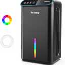 Dehumidifier for Home 1000 sq.ft - Small Quiet Dehumidifier with Auto Shut Off, Aromatherapy, 3 Gear Timer, Sleep Mode, 7-Color LED Light, Drain Hose for Bedroom, Bathroom, Basement, RV(Matte Black)