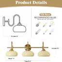 KCO Lighting Brushed Gold Gooseneck Sconce Mid Century Modern Bathroom Vanity Light Vintage Brass Wall Sconce 3 Light Glass Vanity Light, 29.5" x 14" x 9.6"