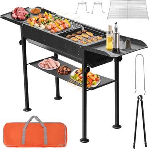 Portable Charcoal Grill - 26 Inch Folding BBQ Grills Hibachi Grill barbecue Grills Outdoor Cooking for Backyard Camping Travel Party Picnic Thanksgiving, With Storage Bag