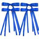 Ayesha Blue Hair Bows Clips Royal Blue Bow Hair Ribbon Bowknot with Long Tail Blue Bows Barrettes Hair Accessories for Women Girls 4PCS