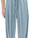 Soft Women's Modal-Cotton Pajama Pants with Pockets & Drawstring - Lounge Pants for Sleeping (Black/Blue/Pink/Gray) (Blue, XL)
