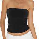 EasyGala Womens Cotton Tube Tops Sexy Fitted Strapless Shirts Basic Going Out Bandeau Tops Cute Trendy Summer Clothes M