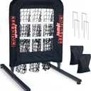Heavy-Duty 9 Hole Pitching Net with Strike Zone, Baseball/Softball Pitching Target, Portable Height-Adjustable Pitcher Training Equipment, Includes 4 Ground Stakes and 2 Sandbags