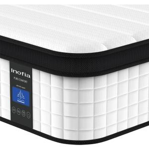 Inofia Queen Mattress, 12 Inch Hybrid Innerspring Double Mattress Cool Bed with Breathable Soft Knitted Fabric Cover, 101 Nights Trial